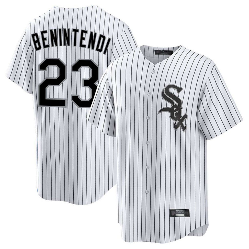 Davalo C.White Sox #23 Andrew Benintendi Player White Stripe Home Game Stitched Jerseys