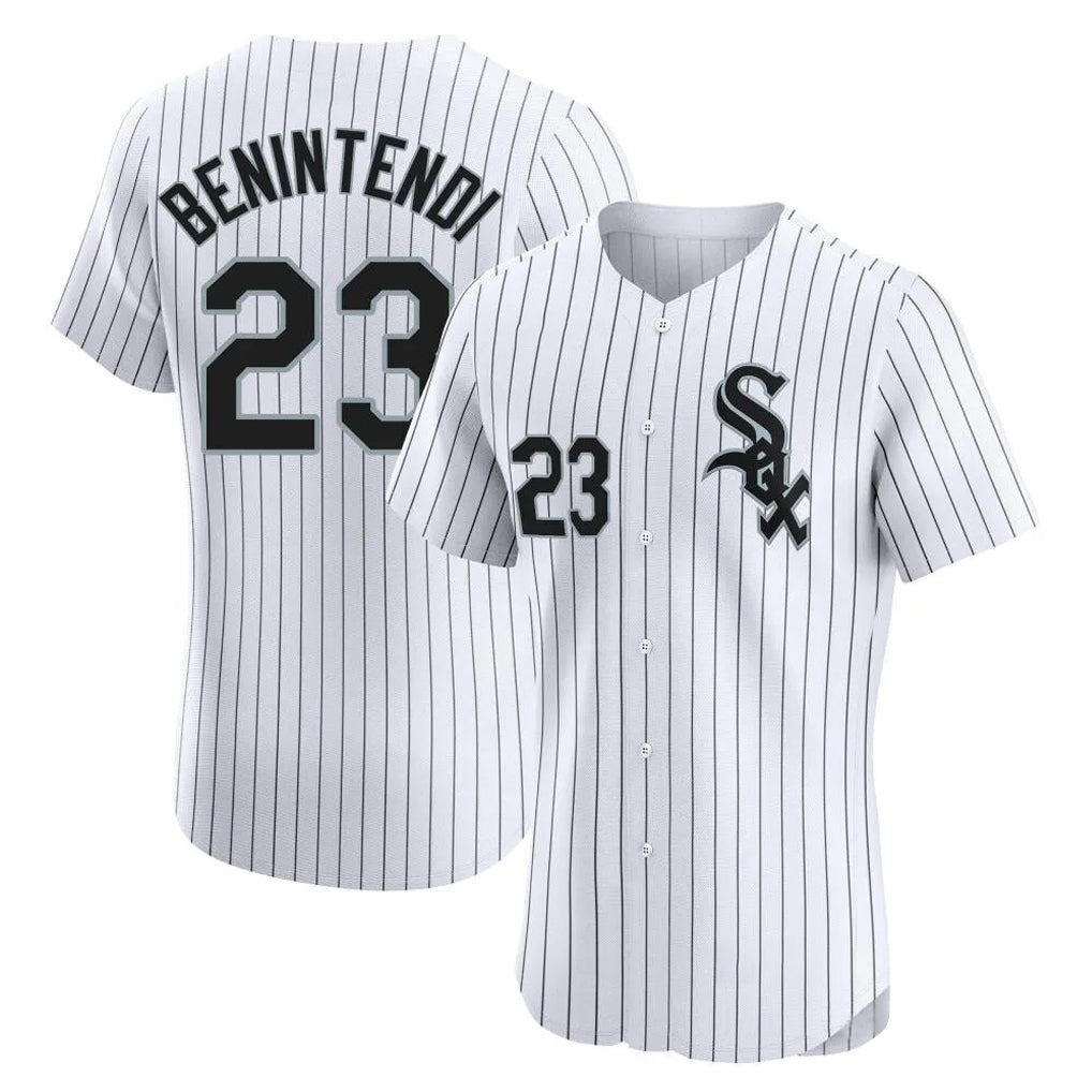Davalo C.White Sox #23 Andrew Benintendi Player White Stripe Limited Elite Home Stitched Jerseys