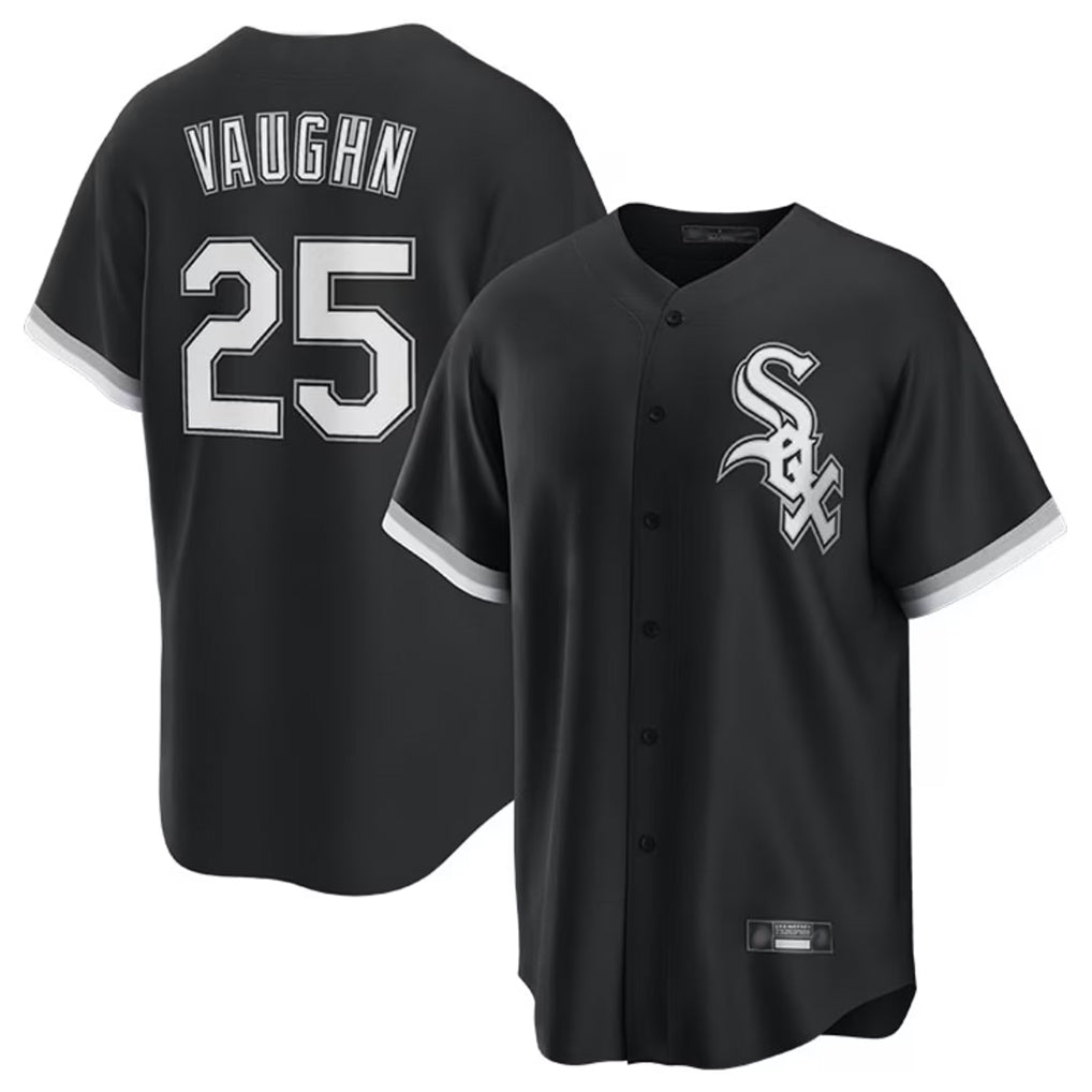 Davalo C.White Sox #25 Andrew Vaughn Player Black Home Game Stitched Jerseys