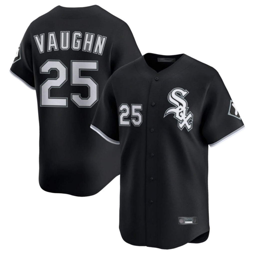 Davalo C.White Sox #25 Andrew Vaughn Player Black Limited Home Stitched Jerseys