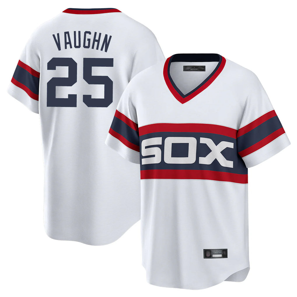 Davalo C.White Sox #25 Andrew Vaughn Player White Stripe Limited Home Stitched Jerseys