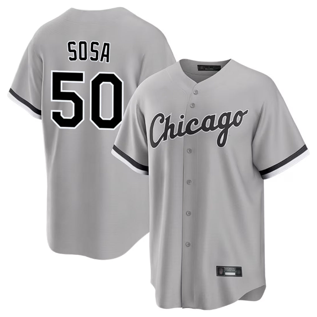 Davalo C.White Sox #50 Lenyn Sosa Player Gray Home Game Stitched Jerseys