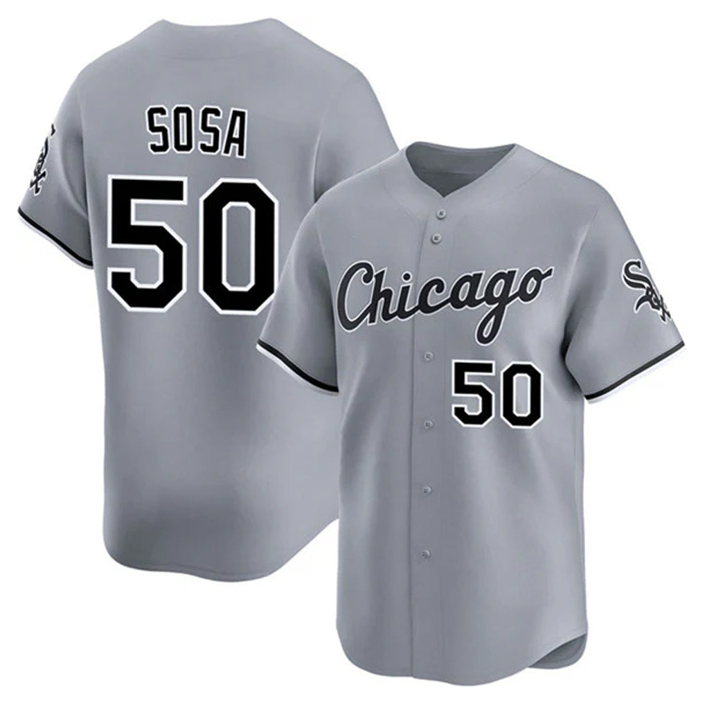Davalo C.White Sox #50 Lenyn Sosa Player Gray Road Limited Home Stitched Jerseys