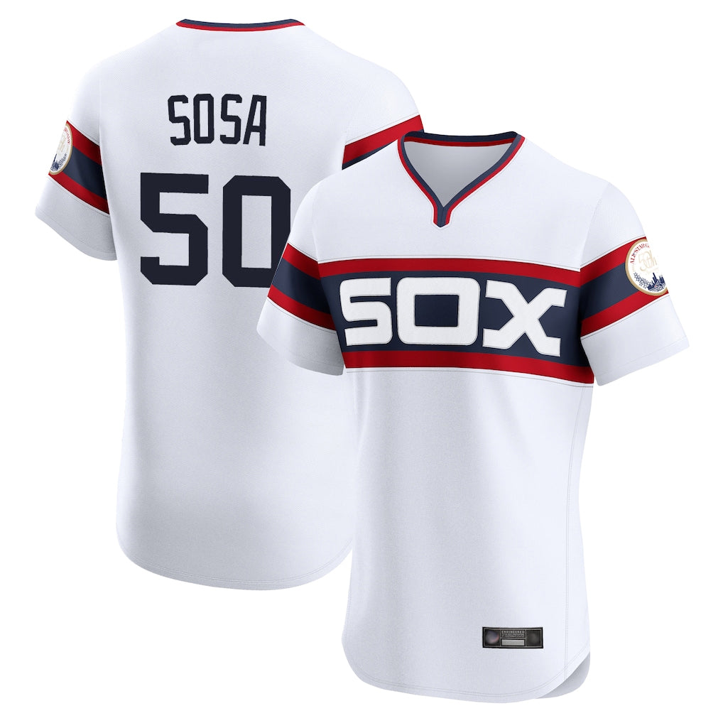 Davalo C.White Sox #50 Lenyn Sosa Player White T-shirt Limited Elite Home Stitched Jerseys