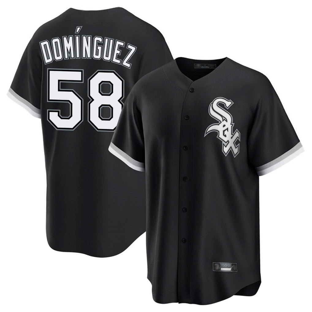 Davalo C.White Sox #58 Seranthony Dom¡§anguez Player Black Home Game Stitched Jerseys