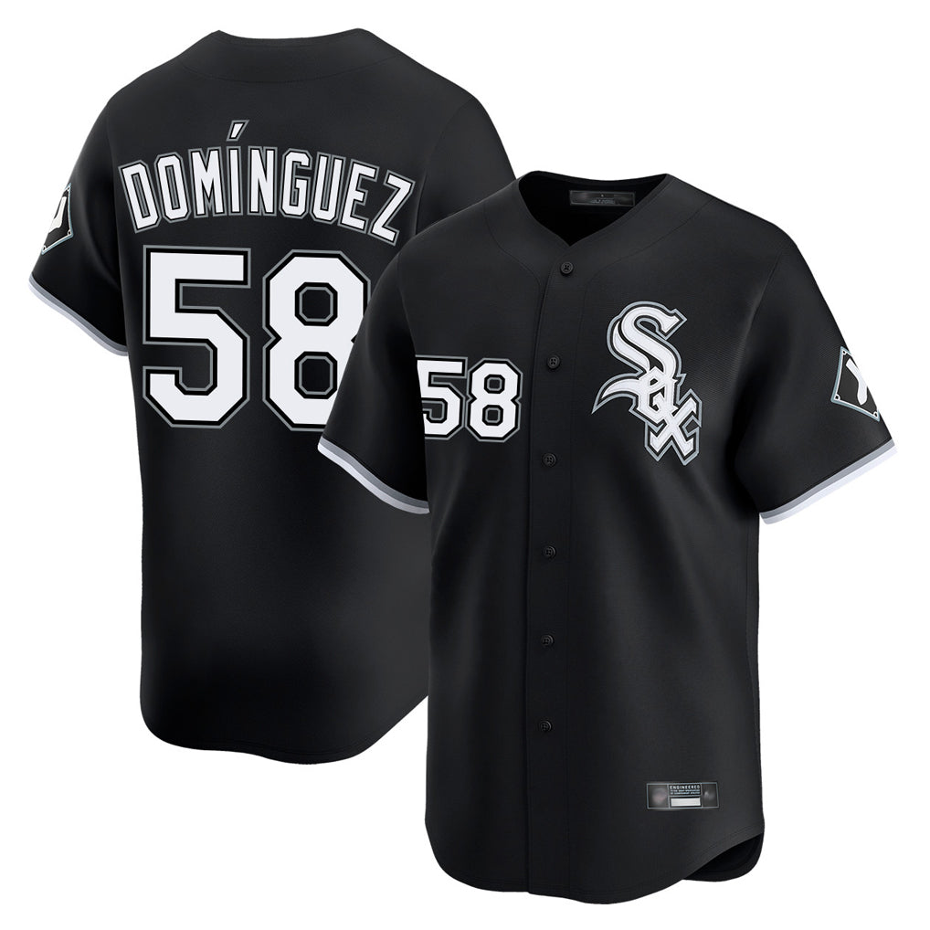 Davalo C.White Sox #58 Seranthony Dom¡§anguez Player Black Limited Home Stitched Jerseys