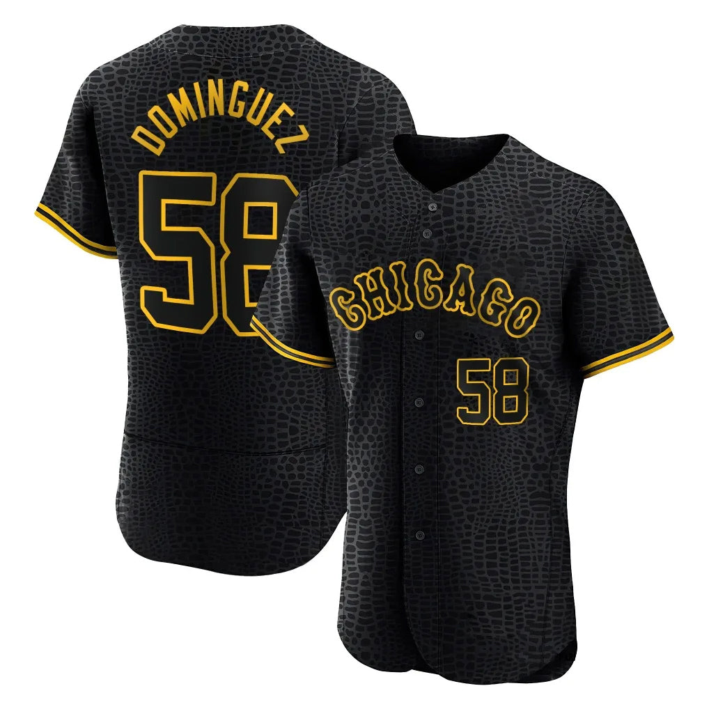 Davalo C.White Sox #58 Seranthony Dom¨ªnguez Player Black Snake Skin City Home Game Stitched Jerseys£¨¸±±¾£©