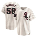 Davalo C.White Sox #58 Seranthony Dom¡§anguez Player Cream Cooperstown Collection Limited Home Stitched Jerseys