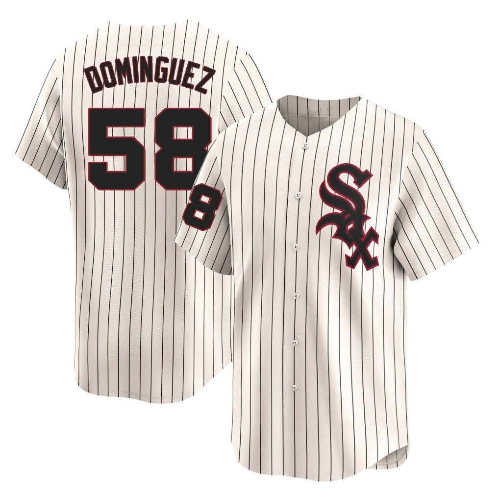 Davalo C.White Sox #58 Seranthony Dom¡§anguez Player Cream Cooperstown Collection Limited Home Stitched Jerseys