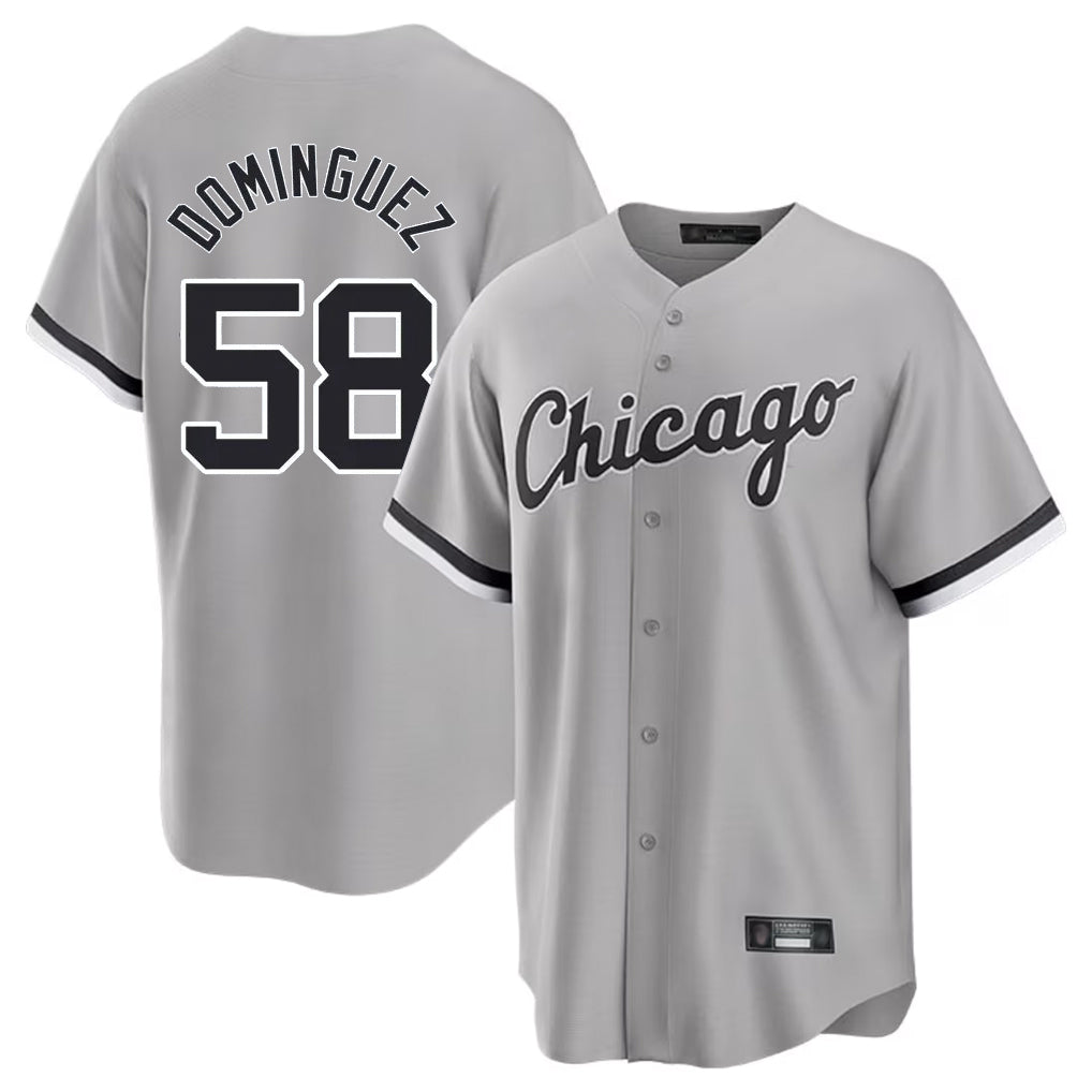 Davalo C.White Sox #58 Seranthony Dom¡§anguez Player Gray Home Game Stitched Jerseys