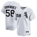 Davalo C.White Sox #58 Seranthony Dom¡§anguez Player White Stripe Limited Home Stitched Jerseys