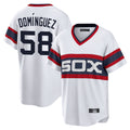 Davalo C.White Sox #58 Seranthony Dom¡§anguez Player White T-shirt Home Game Stitched Jerseys