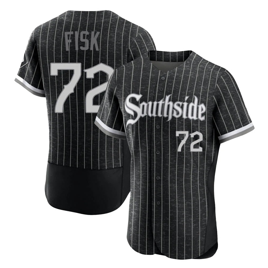 Davalo C.White Sox #72 Carlton Fisk Player Black City Connect Limited Elite Home Stitched Jerseys