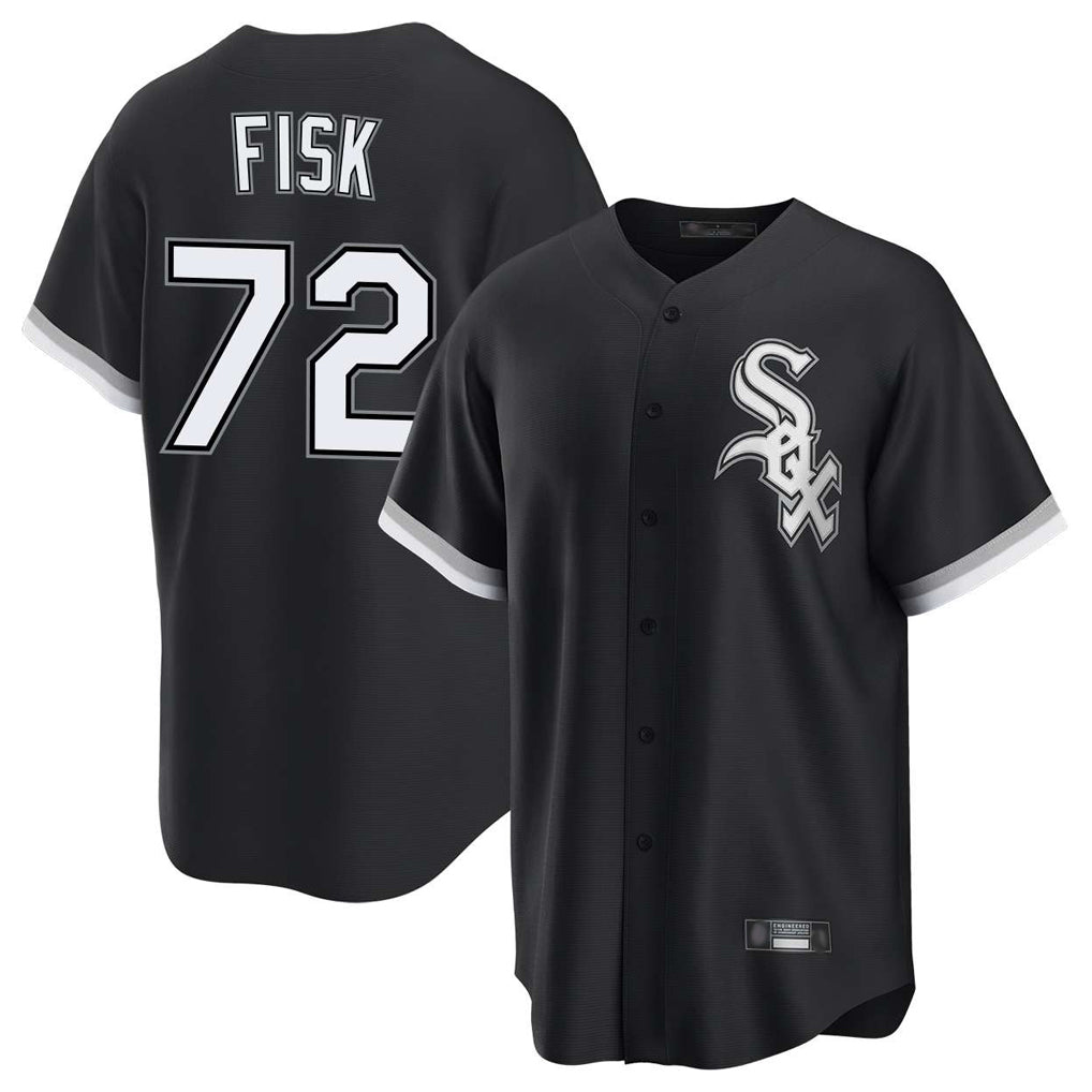 Davalo C.White Sox #72 Carlton Fisk Player Black Home Game Stitched Jerseys