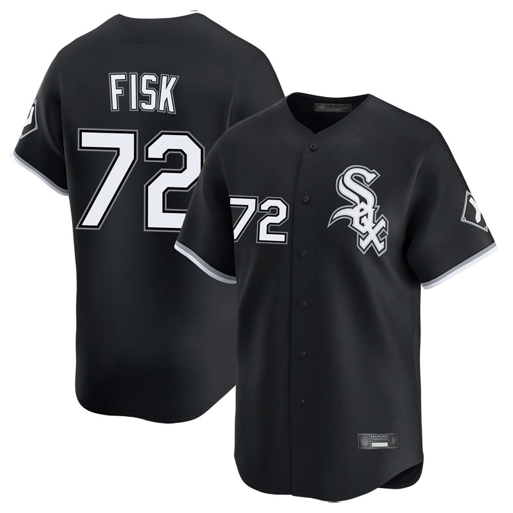 Davalo C.White Sox #72 Carlton Fisk Player Black Limited Home Stitched Jerseys