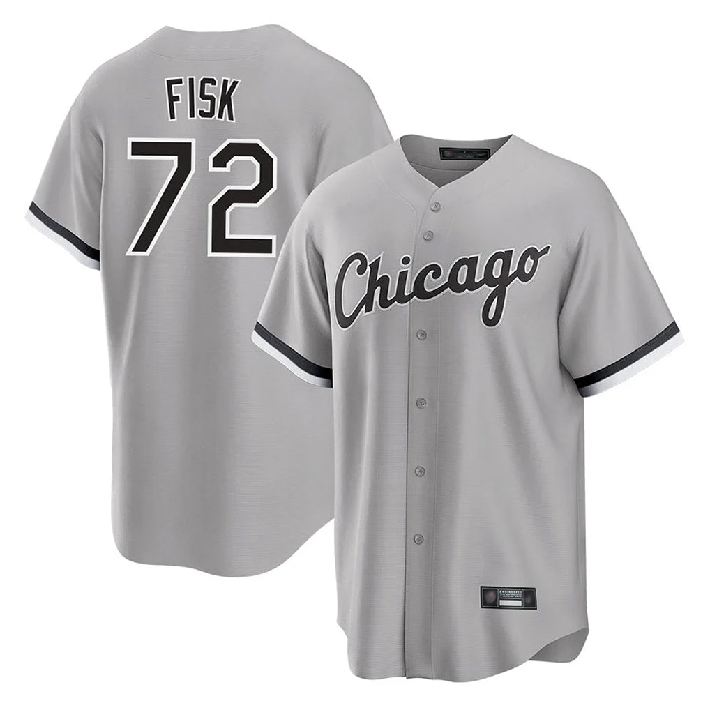 Davalo C.White Sox #72 Carlton Fisk Player Gray Home Game Stitched Jerseys
