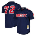Davalo C.White Sox #72 Carlton Fisk Player Navy Mitchell & Ness Cooperstown Collection Mesh Game Stitched Jerseys