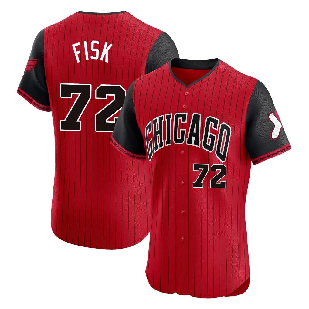 Davalo C.White Sox #72 Carlton Fisk Player Red City Connect Limited Elite Home Stitched Jerseys