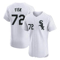 Davalo C.White Sox #72 Carlton Fisk Player White Stripe Limited Elite Home Stitched Jerseys