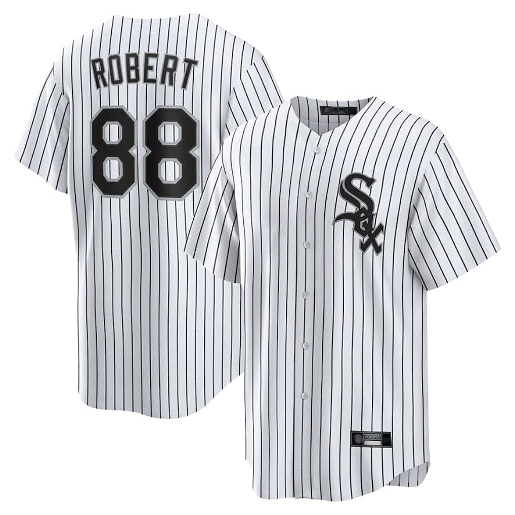 Davalo C.White Sox #88 Luis Robert Jr Player White Stripe Home Game Stitched Jerseys