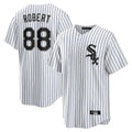 Davalo C.White Sox #88 Luis Robert Jr Player White Stripe Home Game Stitched Jerseys