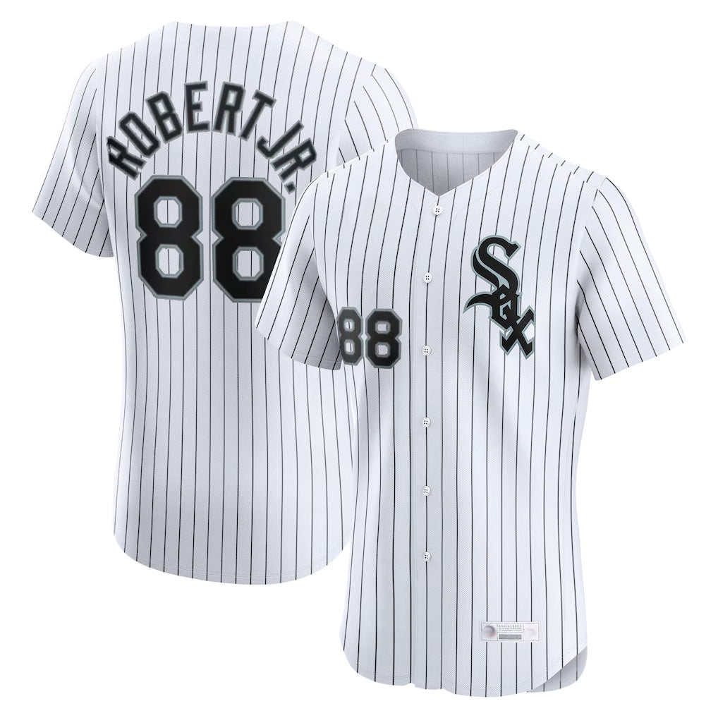 Davalo C.White Sox #88 Luis Robert Jr Player White Stripe Limited Elite Home Stitched Jerseys