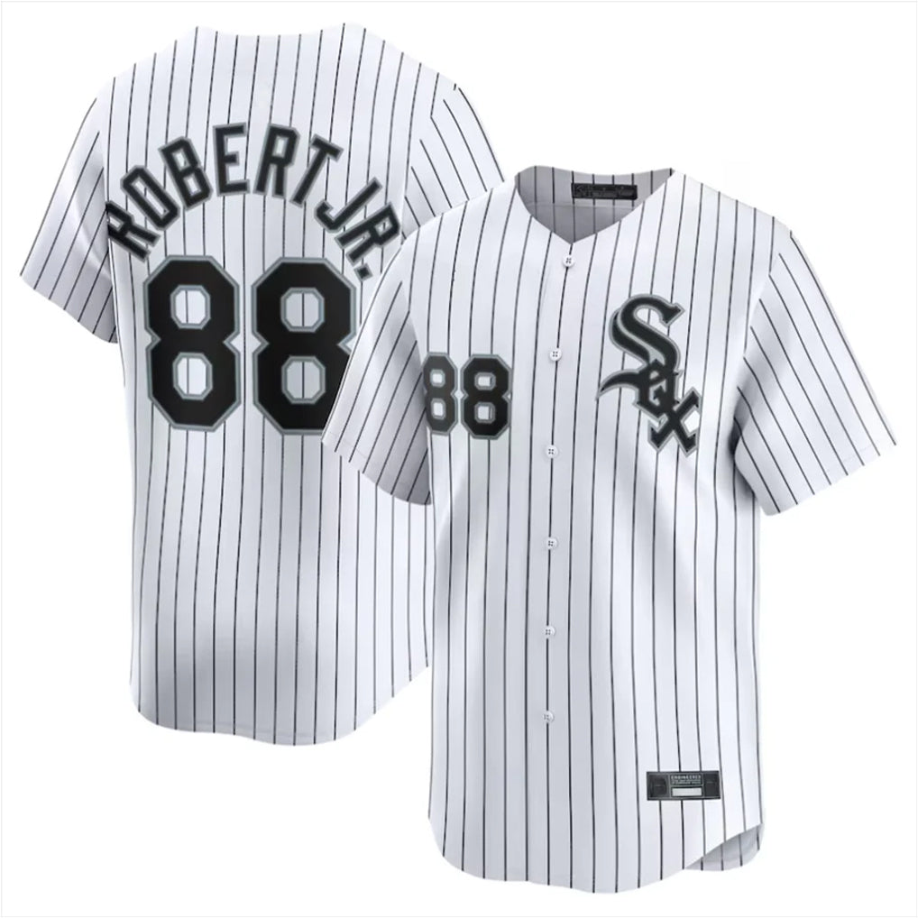 Davalo C.White Sox #88 Luis Robert Jr Player White Stripe Limited Home Stitched Jerseys