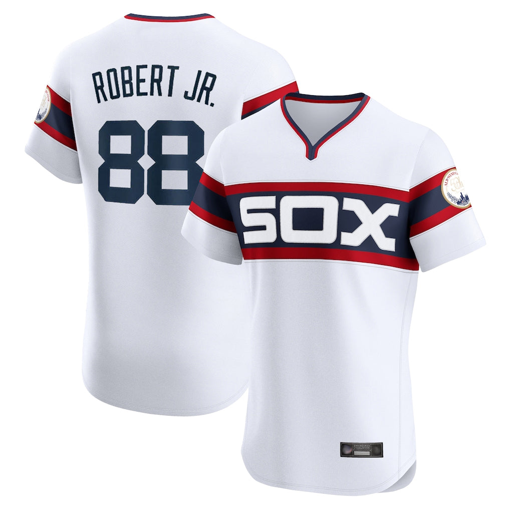 Davalo C.White Sox #88 Luis Robert Jr Player White T-shirt Limited Elite Home Stitched Jerseys