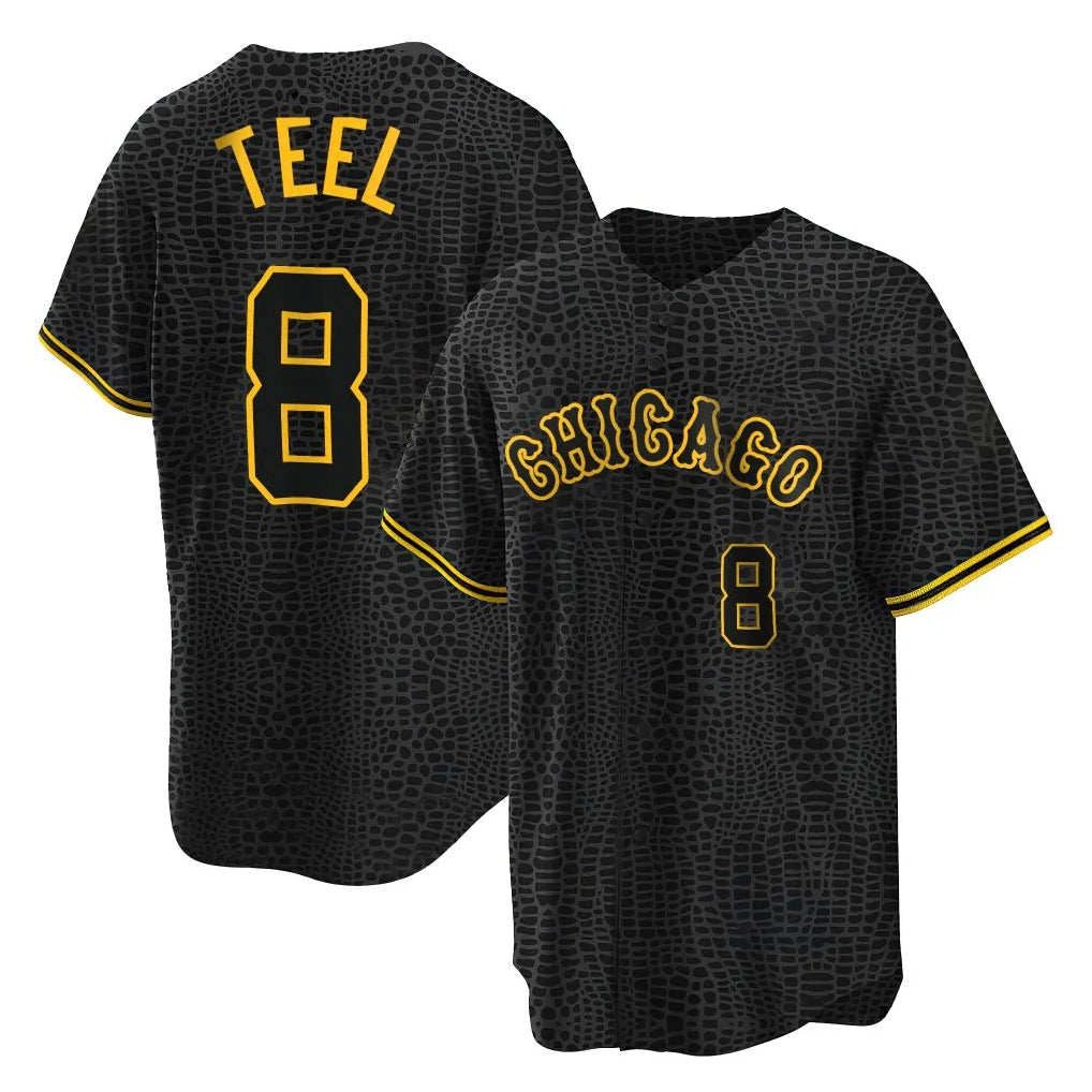 Davalo C.White Sox #8 Kyle Teel Player Black Snake Skin City Home Game Stitched Jerseys