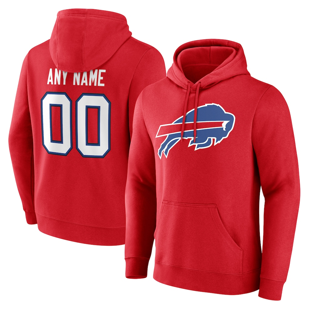 Davalo Custom B.Bills Red Team Authentic Personalized Name & Number Hoodie Stitched Jerseys