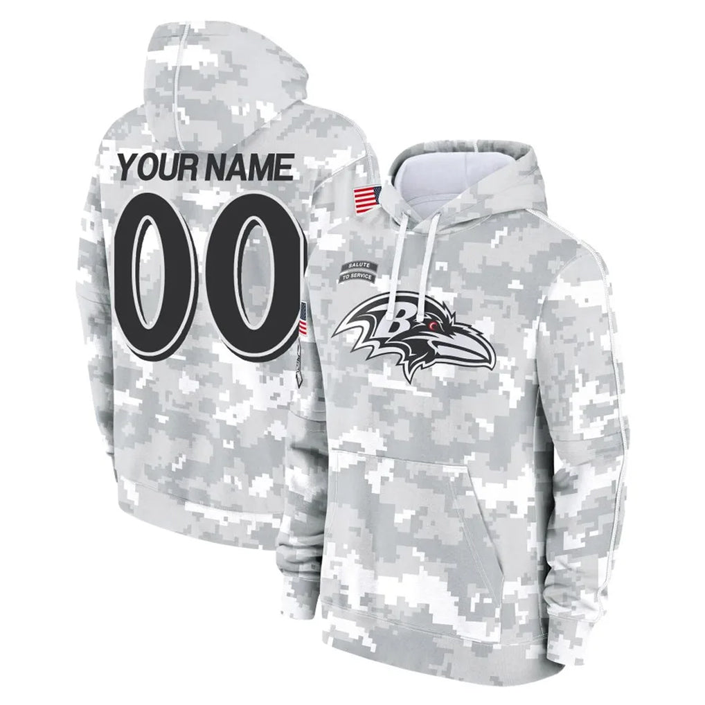 Davalo Custom B.Ravens Arctic Camo Salute To Service Hoodie Any Name & Numbers Stitched Jerseys
