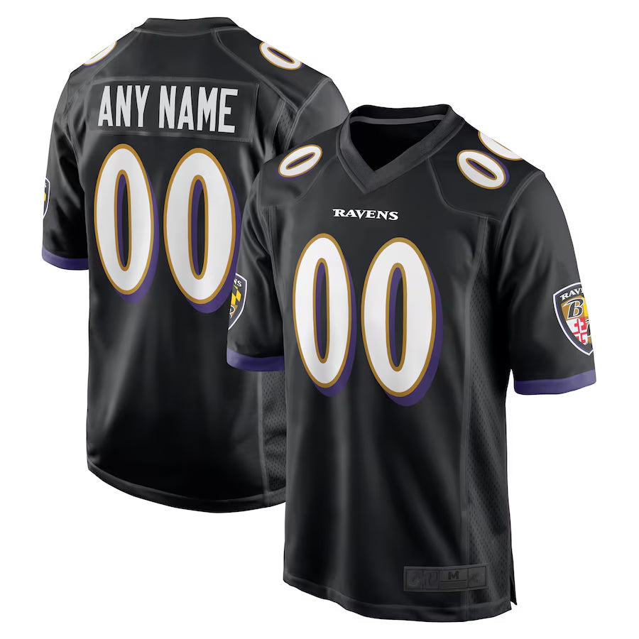 Davalo Custom B.Ravens Black Home Game Stitched Jerseys