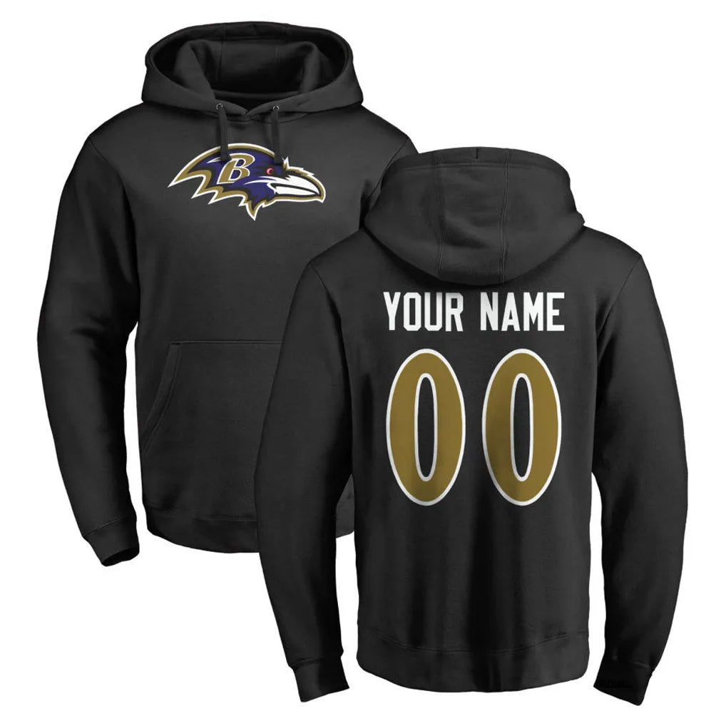 Davalo Custom B.Ravens Black Pullover Hoodie Any Name & Numbers Stitched Jerseys