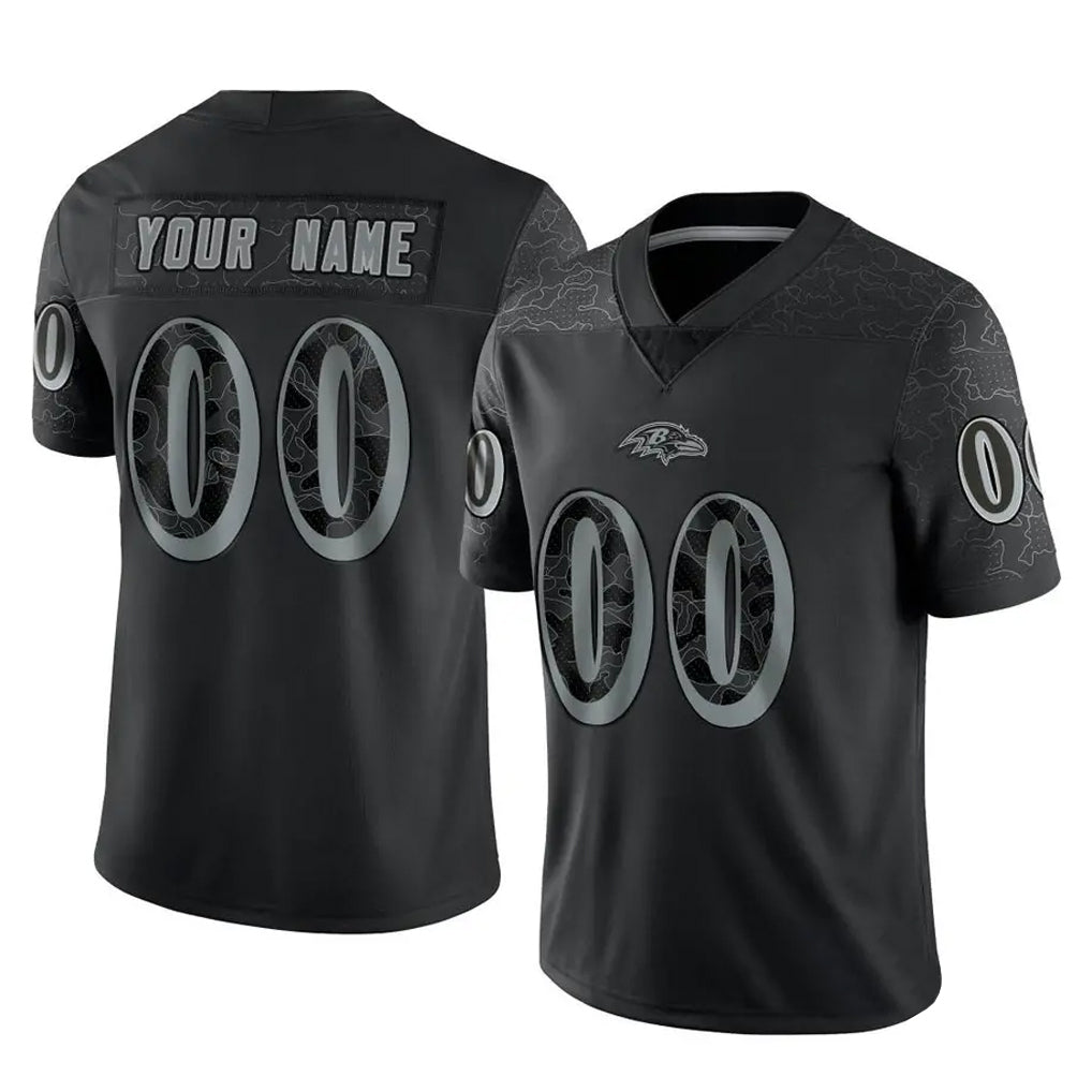 Davalo Custom B.Ravens Black RFLCTV Limited Any Name & Numbers Stitched Jerseys