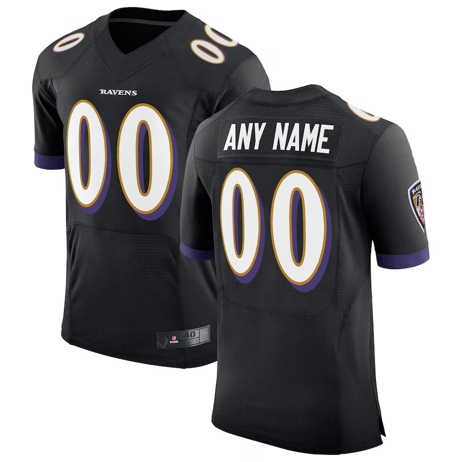 Davalo Custom B.Ravens Black Speed Machine Elite Stitched Jerseys