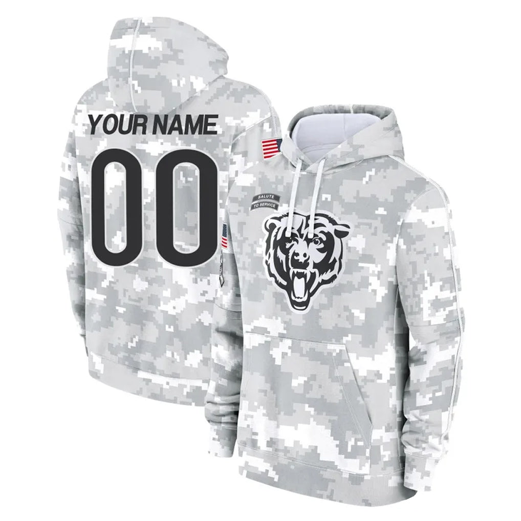 Davalo Custom C.Bears Arctic Camo Salute to Service Pullover Hoodies Limited Any Name & Numbers Stitched Jerseys