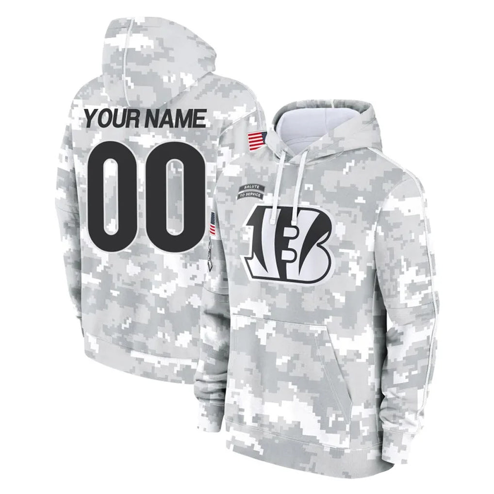 Davalo Custom C.Bengals Arctic Camo Salute to Service Pullover Hoodie Limited Any Name & Numbers Stitched Jerseys