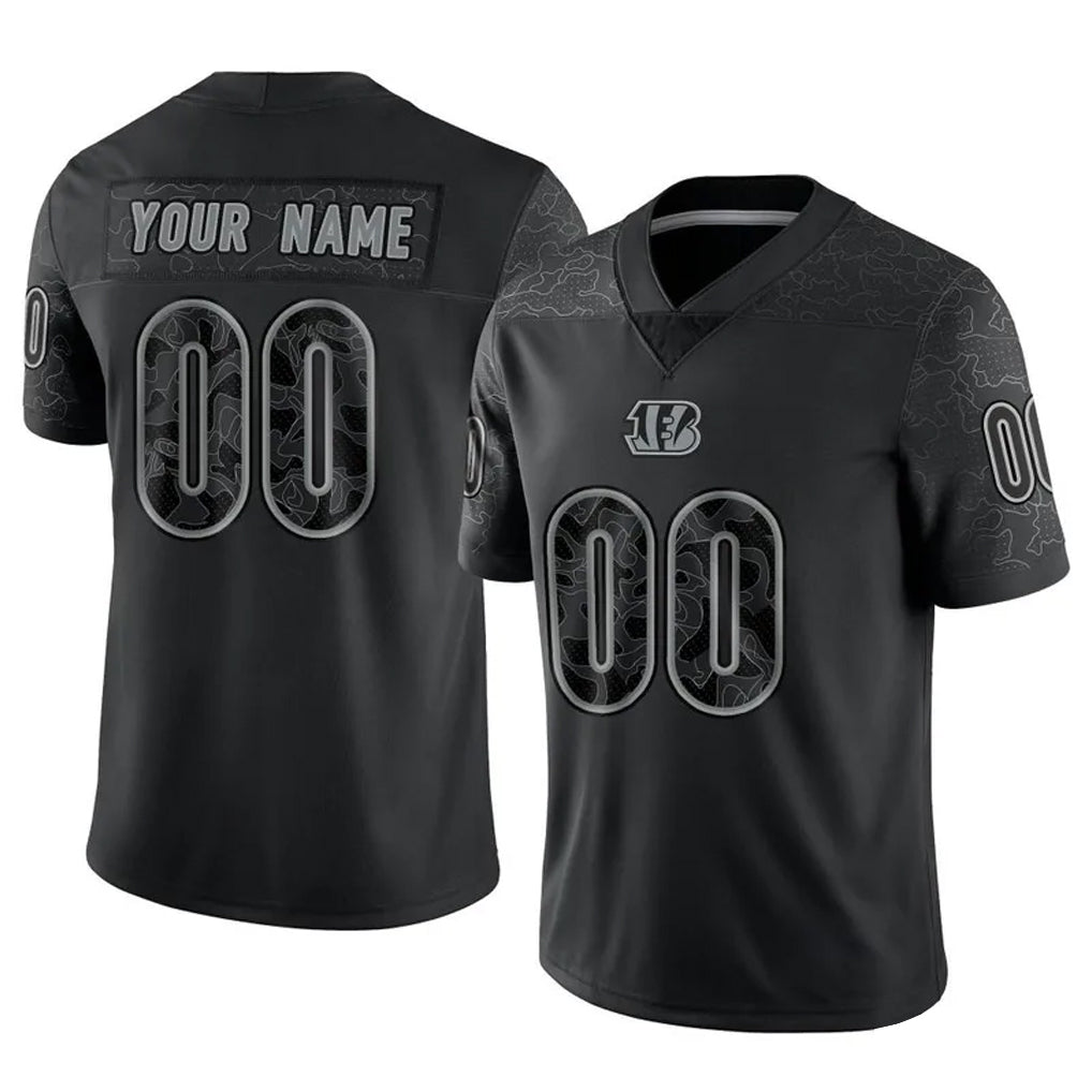 Davalo Custom C.Bengals Black Reflective Limited Game Any Name & Numbers Stitched Jerseys