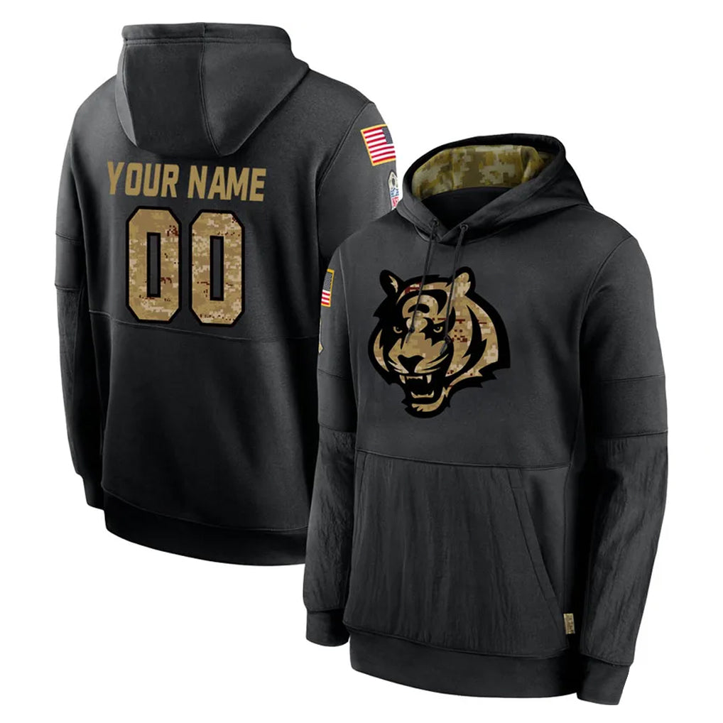 Davalo Custom C.Bengals Black Salute to Service Pullover Hoodies Any Name & Numbers Stitched Jerseys