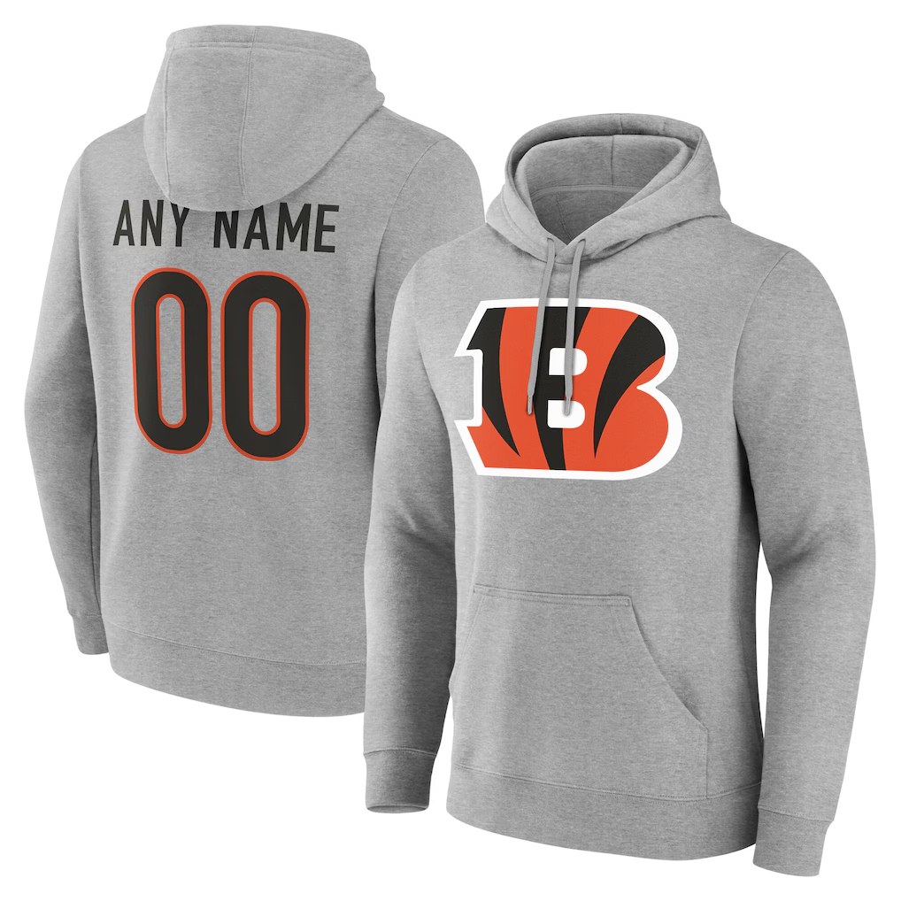 Davalo Custom C.Bengals Gray Team Authentic Personalized Name & Number Hoodie Stitched Jerseys