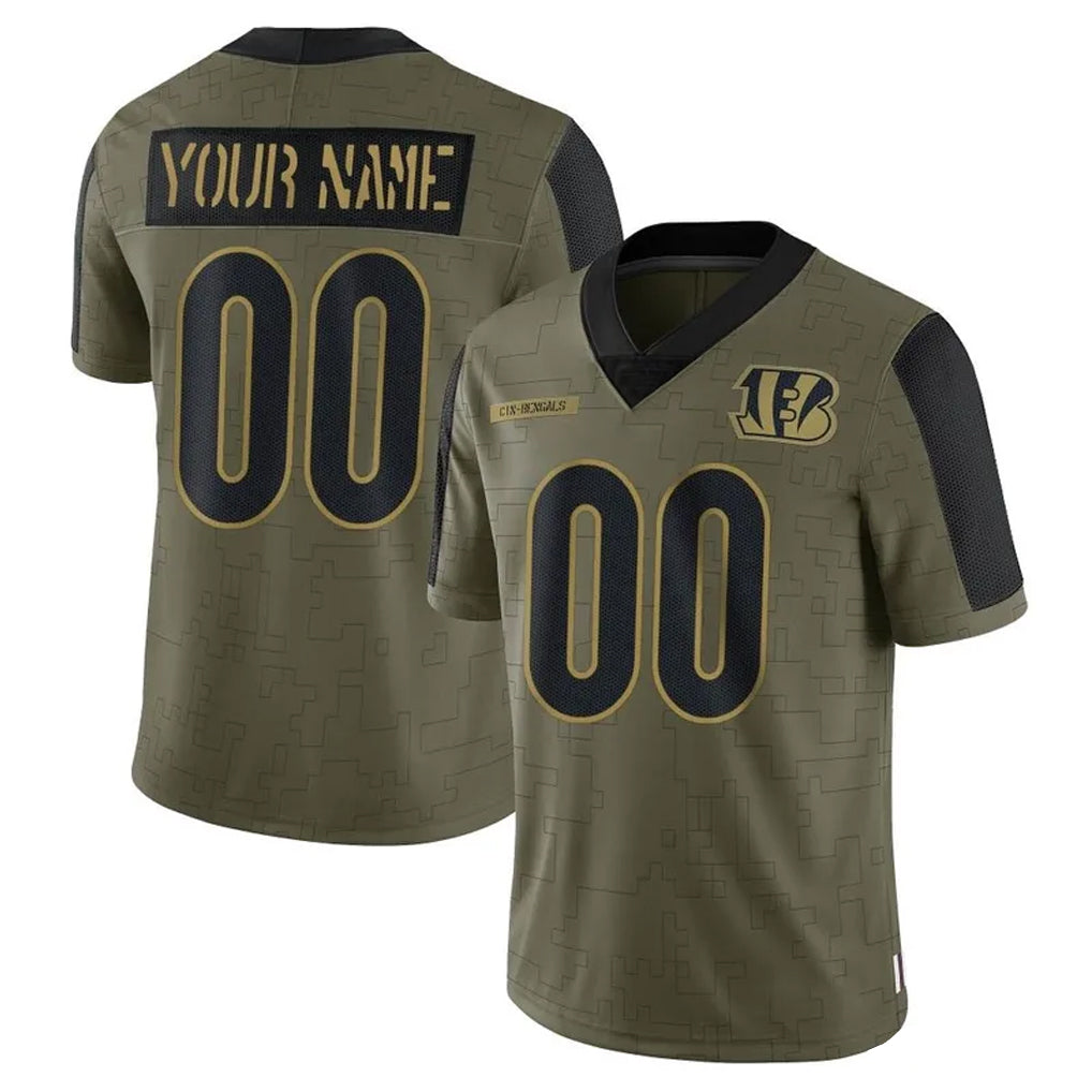 Davalo Custom C.Bengals Olive Salute to Service Game Any Name & Numbers Stitched Jerseys