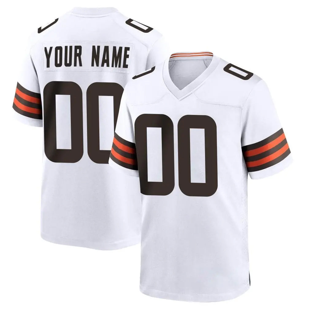 Davalo Custom C.Browns White Home Game Any Name & Numbers Stitched Jerseys