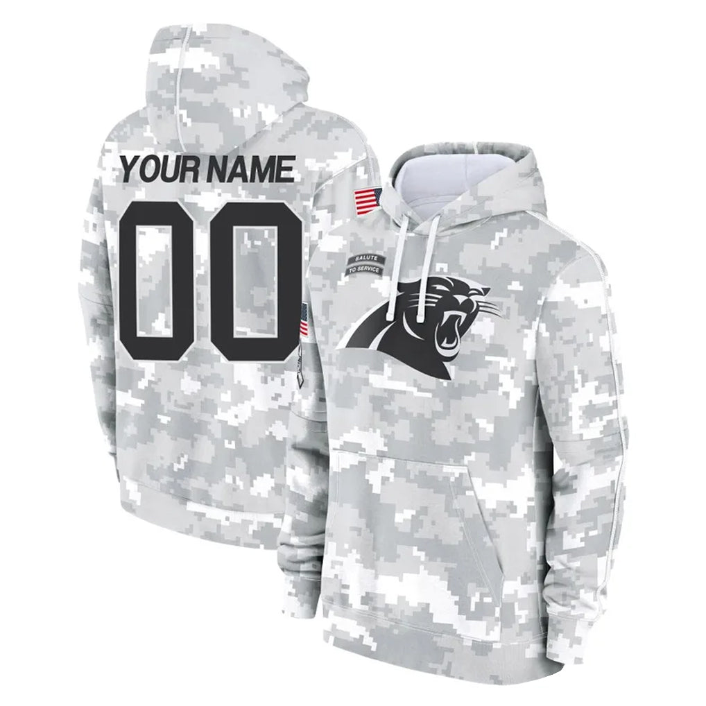 Davalo Custom C.Panthers Arctic Camo Salute to Service Pullover Hoodies Any Name & Numbers Stitched Jerseys