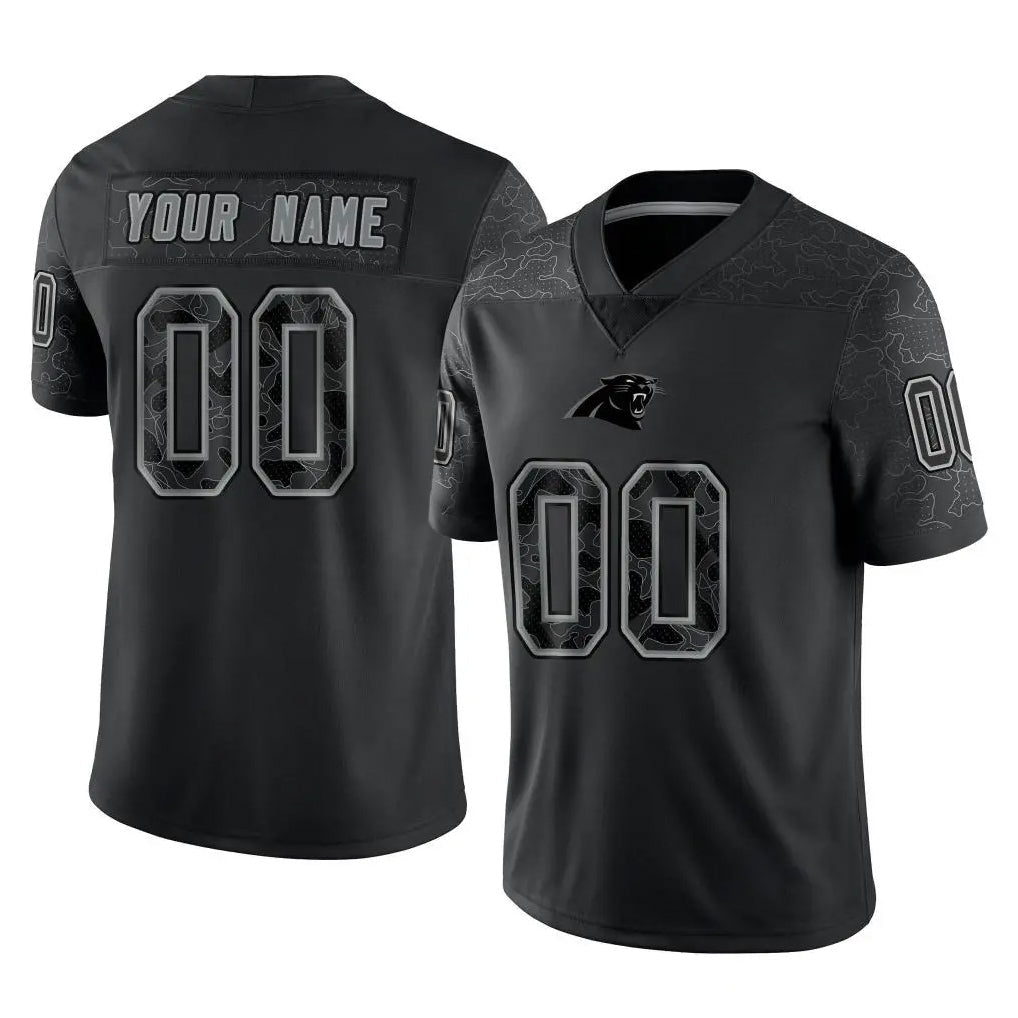 Davalo Custom C.Panthers Black Limited Reflective Game Any Name & Numbers Stitched Jerseys