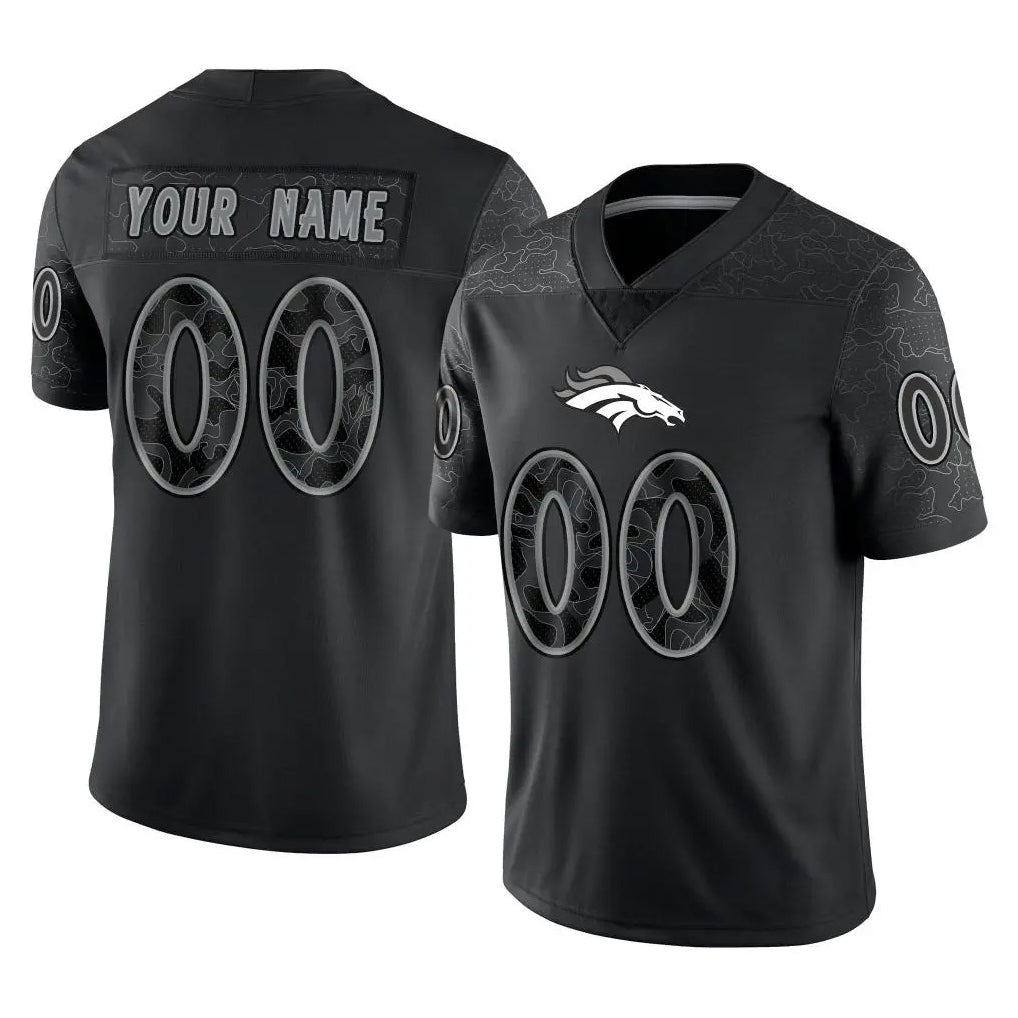 Davalo Custom D.Broncos Black Reflective Limited Any Name & Numbers Stitched Jerseys
