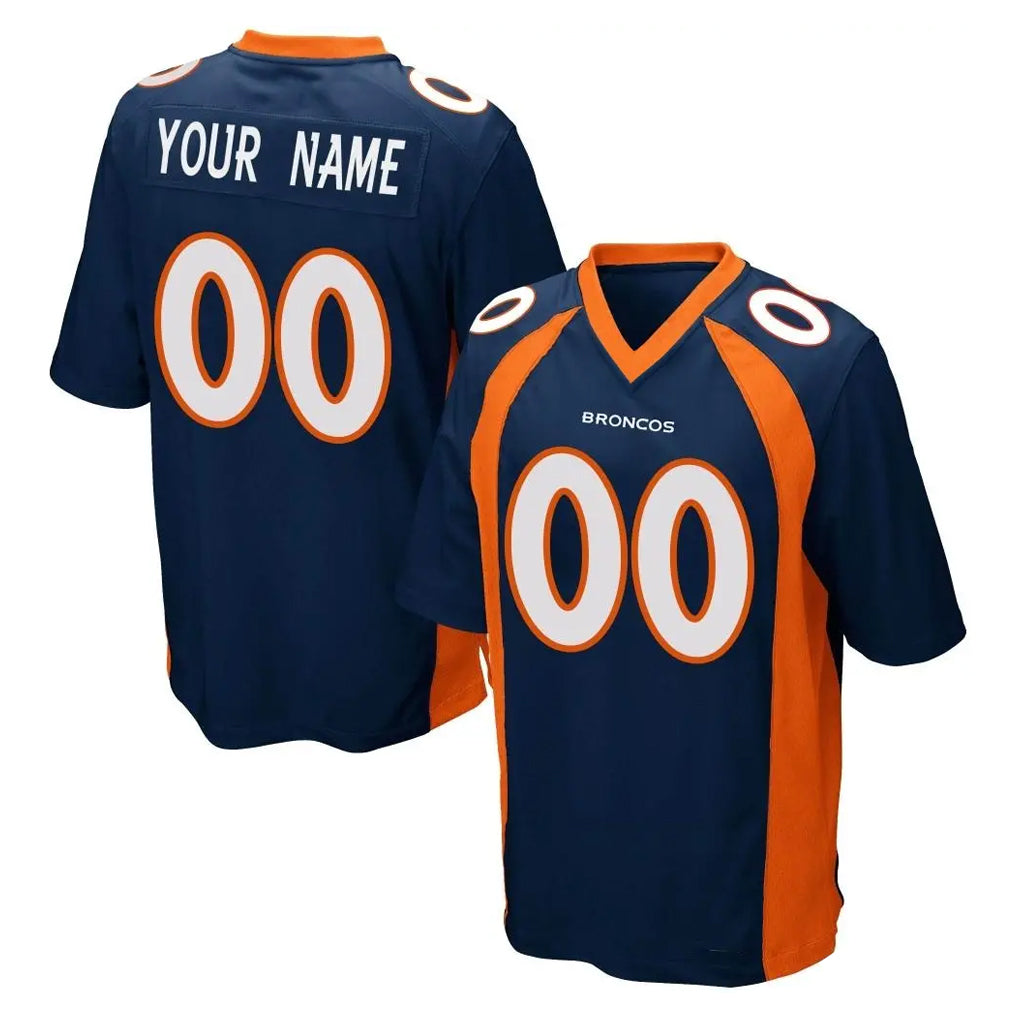 Davalo Custom D.Broncos Navy Game Any Name & Numbers Stitched Jerseys