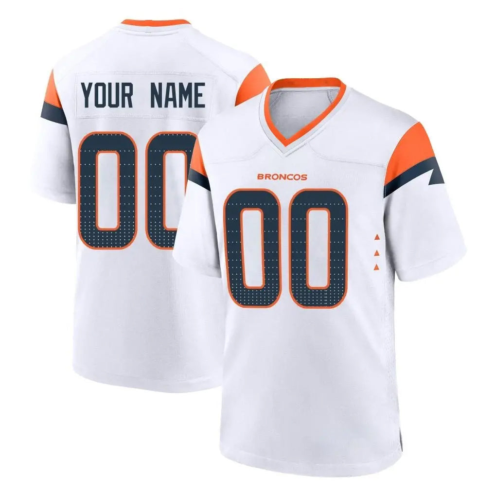 Davalo Custom D.Broncos White Home Game Any Name & Numbers Stitched Jerseys