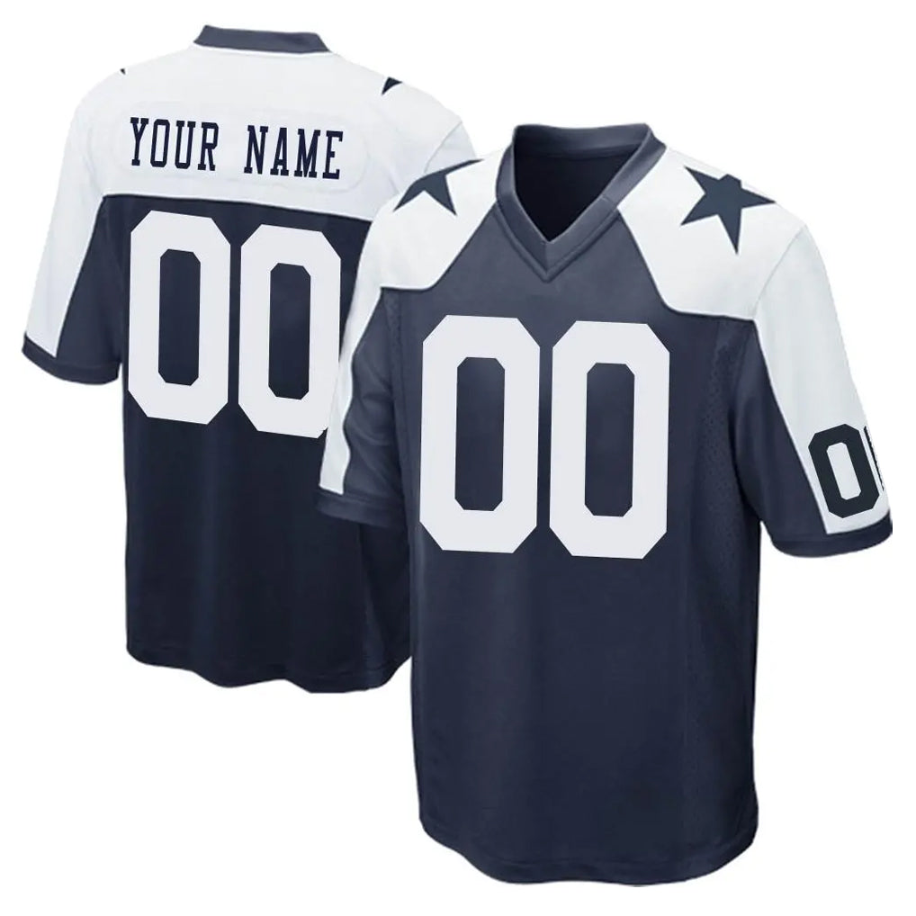Davalo Custom D.Cowboys Navy-White Alternate Home Game Any Name & Numbers Stitched Jerseys