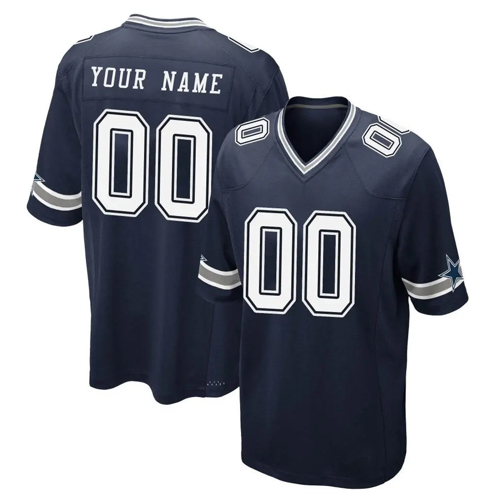 Davalo Custom D.Cowboys Navy Home Game Any Name & Numbers Stitched Jerseys