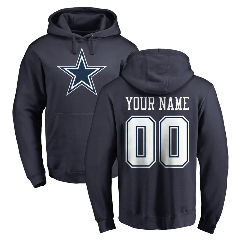 Davalo Custom D.Cowboys Navy Pullover Hoodies Limited Any Name & Numbers Stitched Jerseys